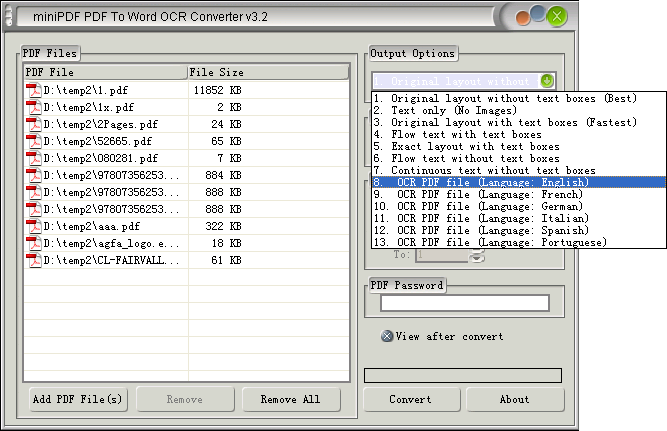 mini PDF to Document OCR Converter